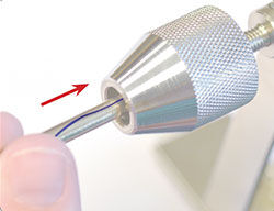 Wire being inserted into tool